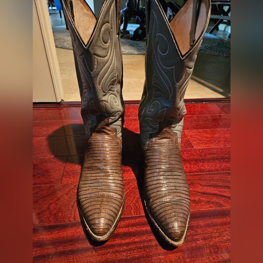 COPY - Mens Dan Post Charcoal Grey Teju Lizard Cowboy Boots size 9.5
